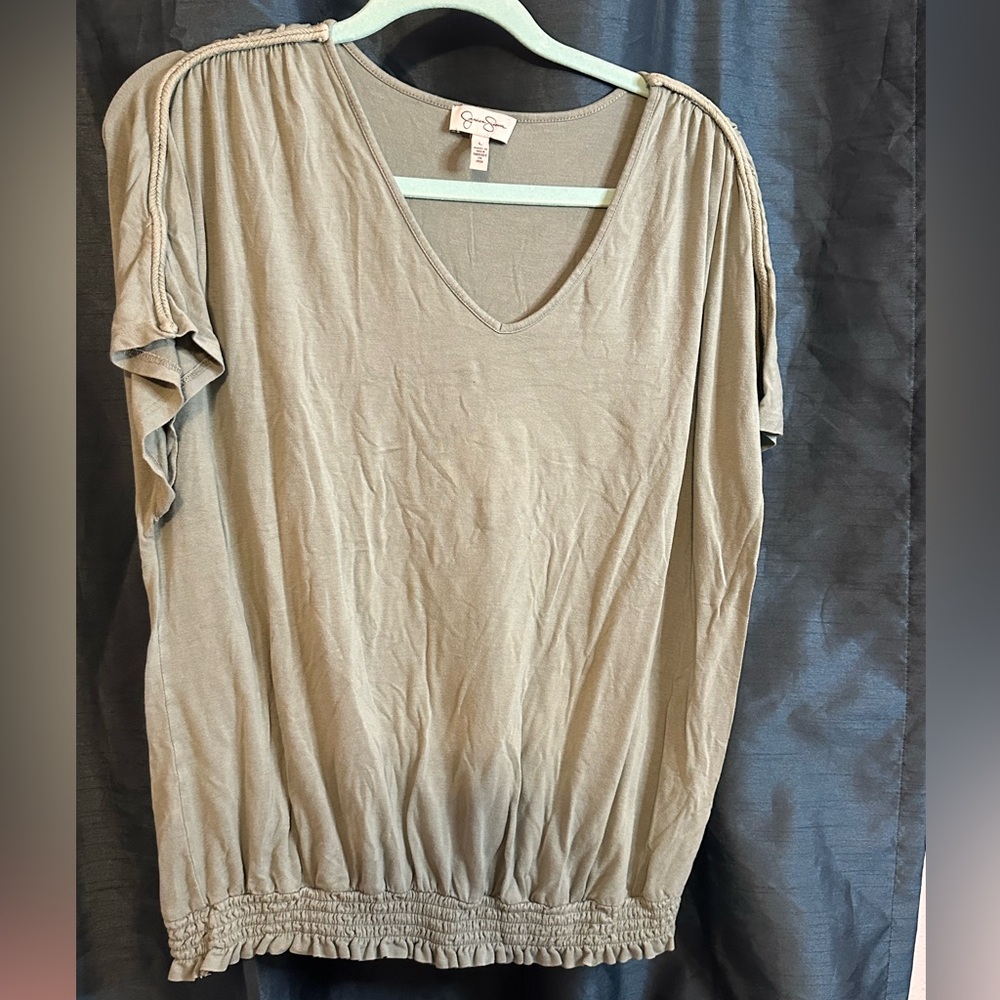 Jessica Simpson Green V-Neck Women Top